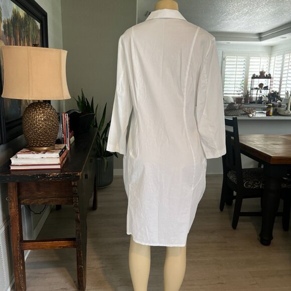 RISONA Oversized @ the Hips w/ LG. Pockets Long Sleeve White Dress - Picture 7 of 7